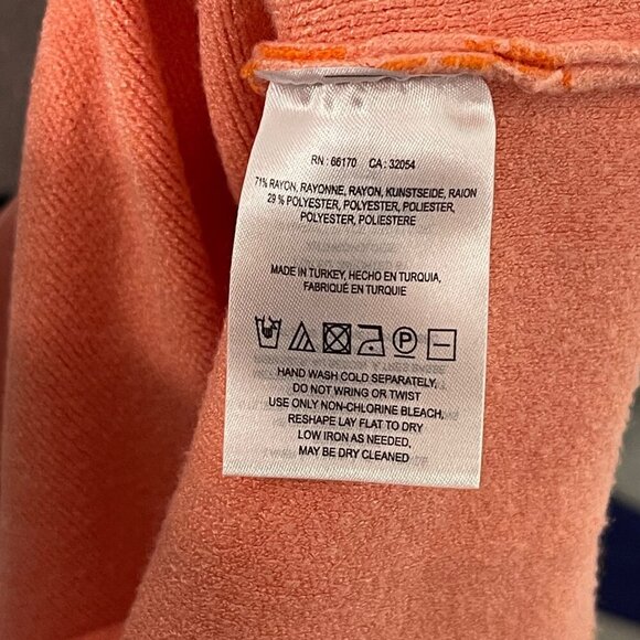 Anthropologie Moth Mock Neck Bell Sleeve Striped Sweater Size M/L Coral Orange - Picture 4 of 7